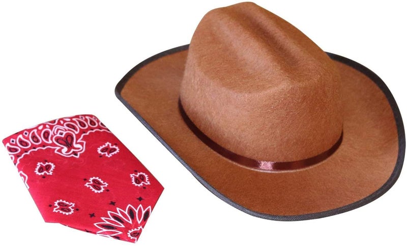 Aeromax Junior Cowboy Hat with Bandanna, Brown
